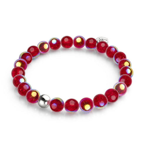 Cornaline arc-en-ciel | Argent sterling 925 | Bracelet en verre à bulles
